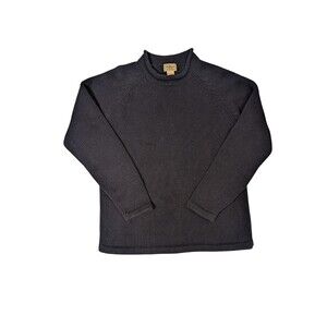 Vintage LL Bean Sweater Mens Small Roll Blue Cotton Classic Fisherman